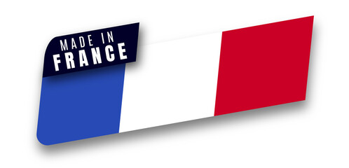 Badge, icon with flag of France and text Made in France.