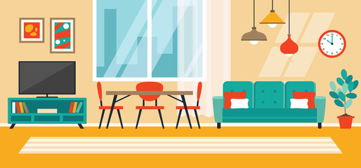Interior Design Concept With Flat Furnitures