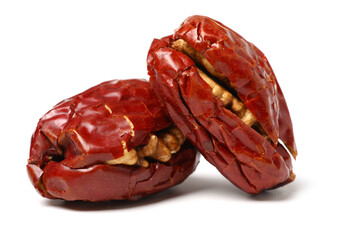 Jujube walnut on white background