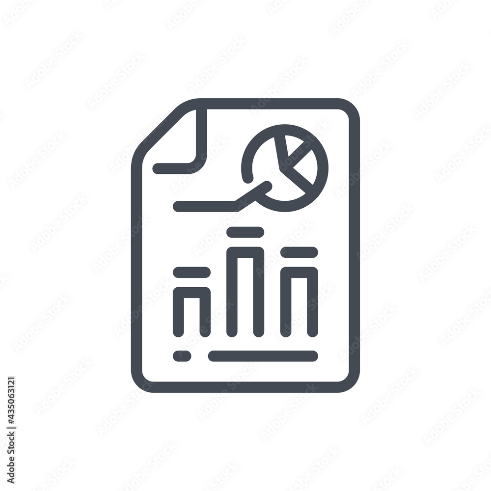 Poster statistics report document line icon. file with analytics and chart graph vector outline sign.
