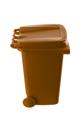 Plastic brown trash can isolated on white background