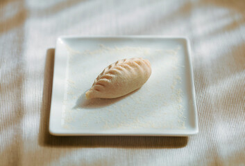 A perfect culurgionis, a traditional delicious sardininian ravioli with potatoes 03. Handmade.