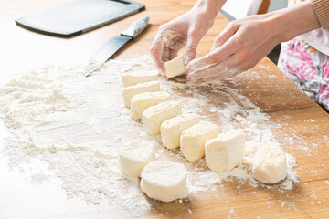 The chef prepares the dough