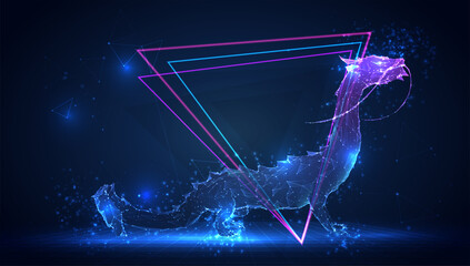 vector 3d dragon snake on a blue background in virtual space