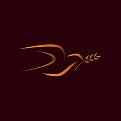 Pigeon logo vector. Gold pigeon concept logotype. Download it now