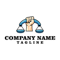 Revolution justice logo on cartoon vector graphic