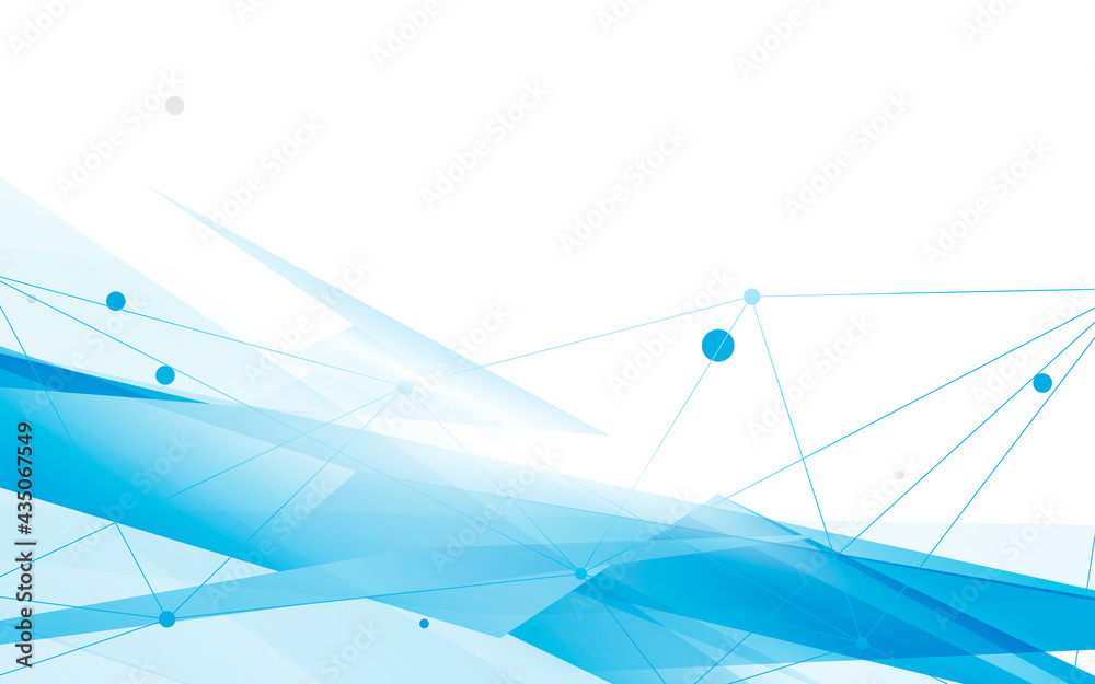 Fototapete abstract blue and white geometric overlap with lines connection futuristic technology digital hi tec