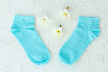 Pair of women socks on white background.