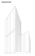 3d wireframe of building. sketch design.Vector