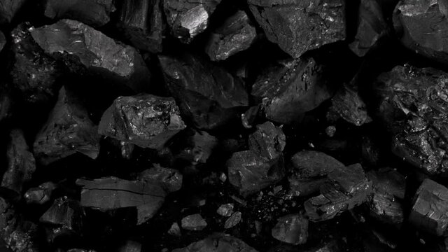Super Slow Motion Shot of Moving Coal at 1000 fps.