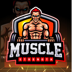 Muscle strength mascot. esport logo design