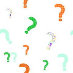 Seamless pattern with question icon. Kids cute print. Vector hand drawn illustration.