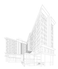 3d wireframe of building. sketch design.Vector