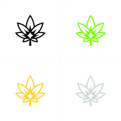 Luxury Cannabis or Marijuana Leaf in the frame for Icon and Logos Concept black silver gold and green