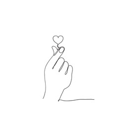 hand drawn doodle hand and finger with love gesture illustration in continuous line art style vector