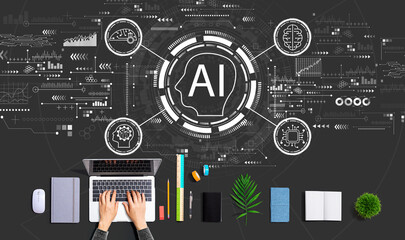 AI concept with person using a laptop