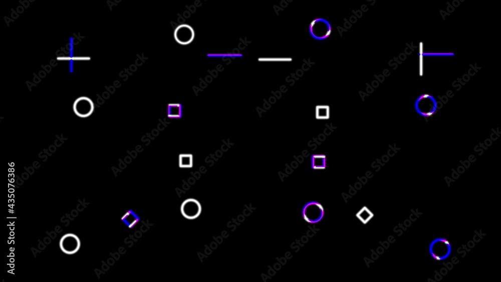 Poster 3d rendering digital abstract background with set of blinking geometric elements. computer generated