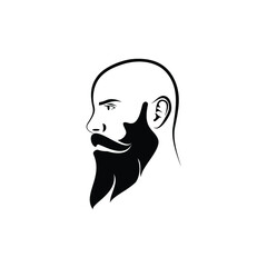 bald man with beards side view logo design vector
