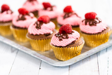 Chocolate raspberry cupcakes