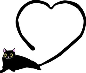 大きなハートと可愛い2匹の黒猫 イラスト Wall Mural V 0 0 V 大きなハートと可愛い2匹の黒猫 イラスト Wall Mural V 0 0 V