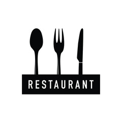 fork spoon and knife restaurant logo design vector
