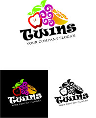 twins fruit logo, logotype, fruit, shop