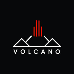 volcano line art simple flat minimalist logo design