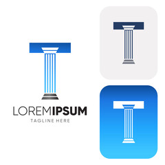 Letter T Pillar Legal Firm Law and Attorney Logo Design Vector Icon Graphic Illustration