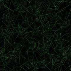 Seamless pattern with spider web. Halloween decoration with green cobweb