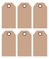 Set of blank gift box tags or sale shipping labels .brown kraft realistic material. Flat design isolated vector.