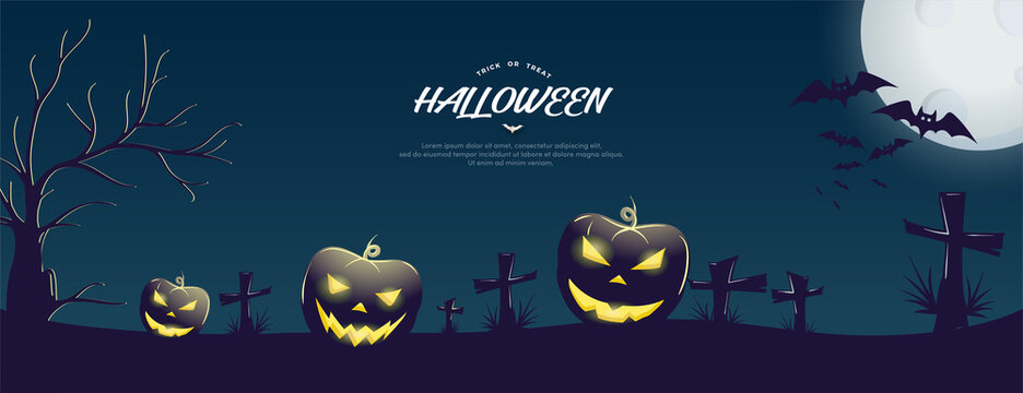Halloween banner with dark pumpkin.