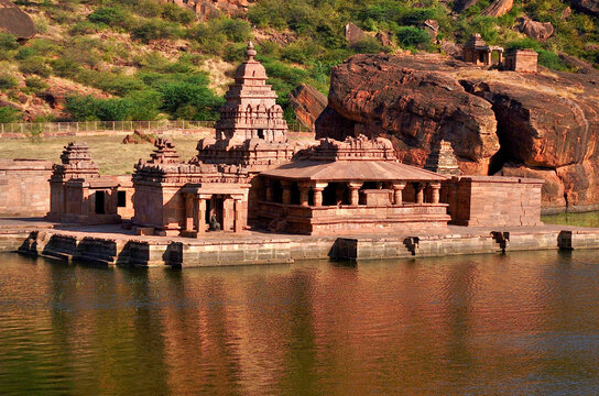 Badami Karnataka India January 25 2020, Bhutanatha temple and agasthya tirtha(Lake)