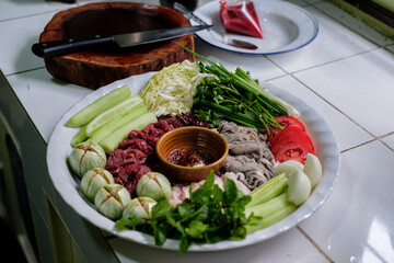 Meat with sauce is a very famous and popular dish in northern Thailand.