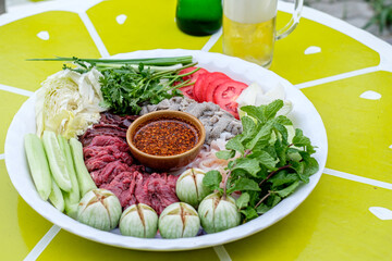 Meat with sauce is a very famous and popular dish in northern Thailand.