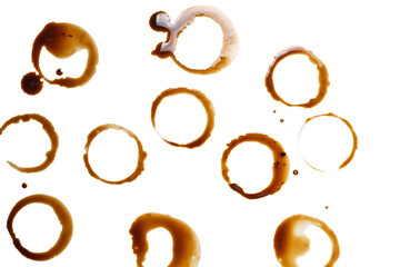 Coffee stains isolated on white background.