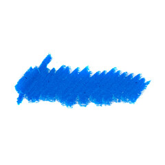 Abstract crayon on white background. Blue crayon scribble texture.