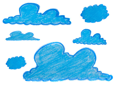 Abstract image with cloud-like shape, Crayon scribbled texture.