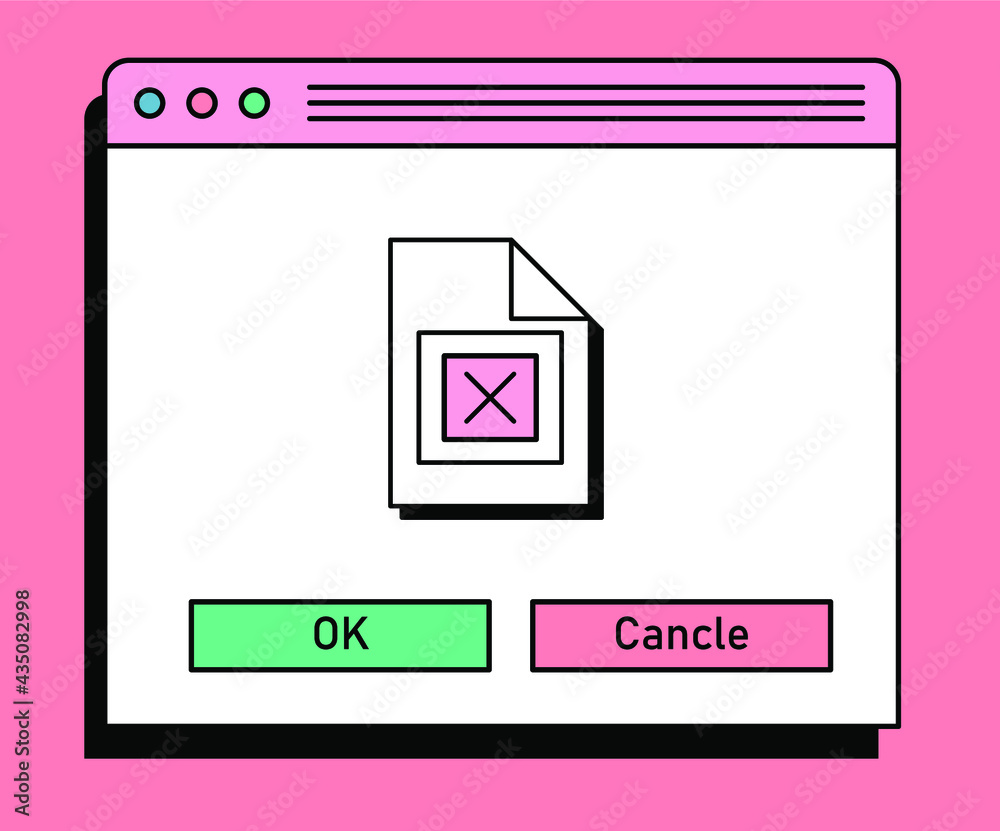 Poster retro cartoon style desktop with user interface elements. cute vaporwave vector illustration.
