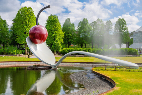 A close up image of Spoonbridge and Cherry at sculpture garden, Minneapolis