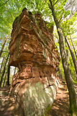 red sandstone rocks on the tour to the Geiersteine near the small village of lug