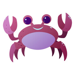 A cheerful purple crab. Vector illustration
