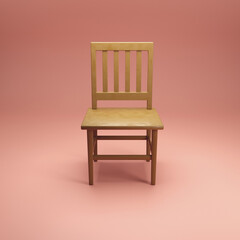 Simple wooden chair. 3d illustration