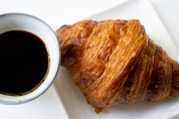 Close up Croissant, French Bread, in a basket