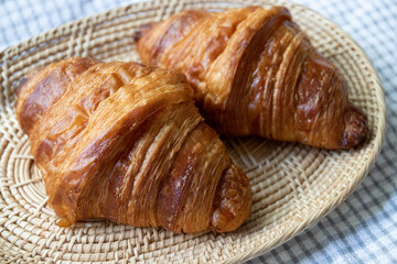 Close up Croissant, French Bread, in a basket