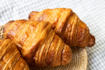 Close up Croissant, French Bread, in a basket