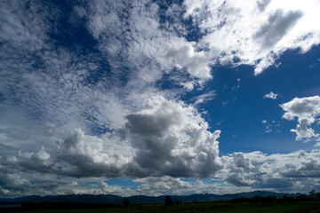 Obraz na płótnie Canvas Landscape of view blue sky with clouds and mountains