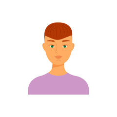 Human avatar character flat style vector illustration design. Icon of a man with green eyes.