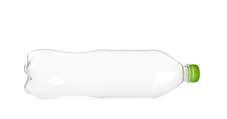 Empty disposable plastic bottle isolated on white