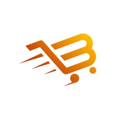 letter B forms the shopping cart logo design