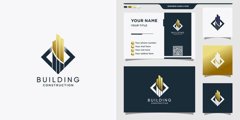 Obraz na płótnie Canvas Building construction logo with creative concept. Inspiration logo icon for construction and business card design